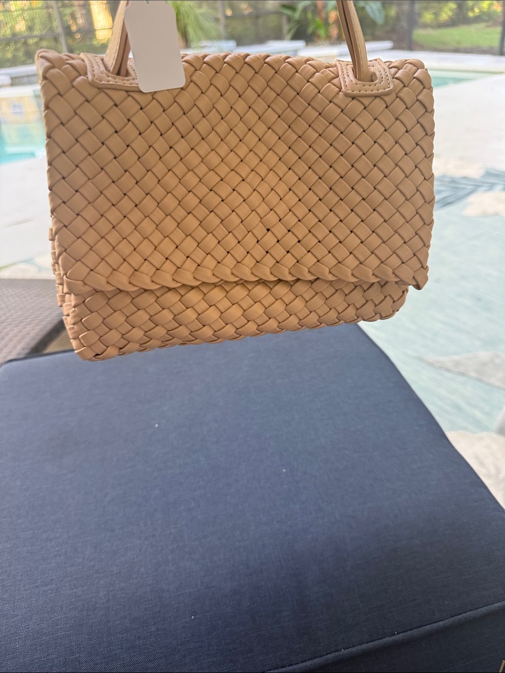 Woven Shoulder Bag in Light Tan